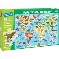 Jako Puzzel: Wereldkaart met dinosaurussen, 70 stukjes