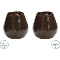 Vase the World Waxinelichthouder Tasman Elite - XSmall - Bruin - Set van 2 - Ø12,5 x H11,5 cm