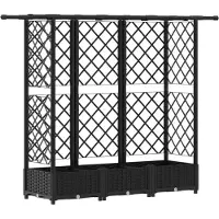 vidaXL Verhoogde plantenbak met klimrek en dak, zwart, 164 x 40 x 121 cm, PP
