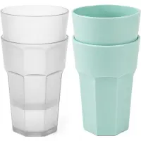 PlasticForte onbreekbare drinkglazen - 8x stuks - kunststof/plastic - mix van twee kleuren - 520 ml - 13 cm