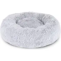 Lionto Knuffelbed kat, donutvormig & extra zacht Ø50 cm lichtgrijs