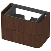 Ink Concept R Afgeronde Onderkast 2 Lades - 80x45cm - Glad - Fineer Shadow - Badkamermeubels, Wastafelonderkasten - 8718835407575