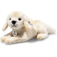 Steiff Lenny Labrador, 23 cm, liggend, blond pluchen hond, artikelnummer 076893