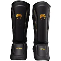 Venum Streamline Scheenbeschermers – Premium Kickboks Bescherming – Zwart/Goud - XL