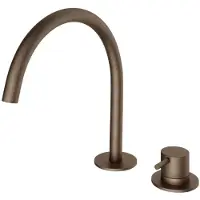 Hotbath Cobber - Wastafelmengkraan - zonder Waste - Laag - Bruin - Opbouw - Messing - V07