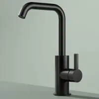 Hotbath Ace - Wastafelmengkraan - zonder Waste - met Draaibare Uitloop - Geborsteld Zwart PVD - Opbouw - Messing - V01