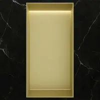 Hotbath &More Inbouwnis - 30 x 15 x 10 cm - Frameless - met LED-verlichting - Geborsteld Messing PVD