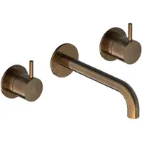 Hotbath Cobber 3-gats inbouw wastafelkraan 18cm verouderd messing