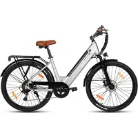 Hiland Starry elektrische stadsfiets - 26 inch - 250W motor - 60 km actieradius - 36V 10,4Ah accu - Shimano 7-versnellingen - Unisex - grijs