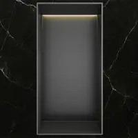 Hotbath &More Inbouwnis - 30 x 15 x 10 cm - Frameless - met LED-verlichting - Geborsteld Gunmetal PVD