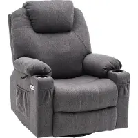 MCombo Elektrische Relaxstoel Draaibaar met Massage & Verwarming – 8 Massagepunten – Grijze Massagestoel 7070 met USB & Afstandsbediening
