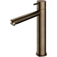 Hotbath Cobber - Wastafelmengkraan - zonder Waste - Laag - Bruin - Opbouw - Messing - V03