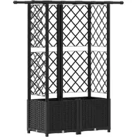 vidaXL Verhoogde plantenbak met klimrek en dak, zwart, 124 x 40 x 136 cm, PP