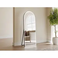Vente-unique Boogvormige staande spiegel met leds - B. 60 x H.150 cm - Zwart - DAELYA