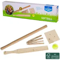 OUTDOOR PLAY slagbalset FSC met draagtas - houten kinderspel.