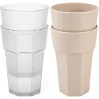 PlasticForte onbreekbare drinkglazen - 10x stuks - kunststof/plastic - mix van twee kleuren - 521 ml - 13 cm