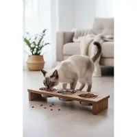 Paws & Whiskers - Voerbak voor huisdieren - Veelkleurig - 100% MDF - 58 x 21 x 10 cm