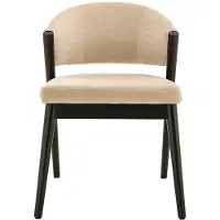 Vente-unique Set van 2 stoelen van stof en zwart rubberhout - Beige - ZELVYN