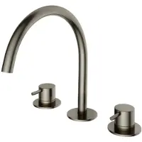 Hotbath Cobber - Wastafelmengkraan - zonder Waste - Laag - Geborsteld Zwart PVD - Opbouw - Messing - V08