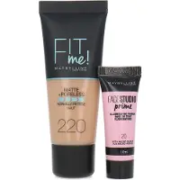 Maybelline Fit Me Matte + Poreless Foundation + Facestudio Prime - 220 Natural Beige (voor normale tot vette huid)