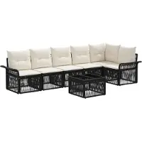 vidaXL Tuinbank Set 7 st Zwart poly rattan