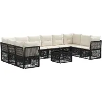 vidaXL Tuinbank Set 11 st Zwart poly rattan