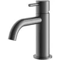 Hotbath Archie - Wastafelmengkraan - zonder Waste - Laag - Geborsteld Gunmetal PVD - Opbouw - Messing - V01