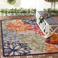 Muratap Binnen en buiten vloerkleed floral outdoor laagpolig tapijt 60x110 cm
