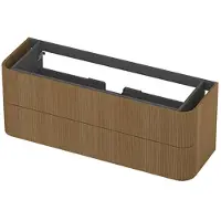 Ink Concept R Afgeronde Onderkast 2 Lades - 140x45cm - Ribbel - Fineer Light - Badkamermeubels, Wastafelonderkasten - 8718835407896