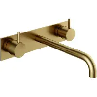 Hotbath Cobber - Wastafelmengkraan - zonder Waste - Laag - Geborsteld Messing PVD - Inbouw - Messing - V14