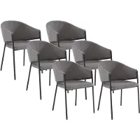 Vente-unique Set van 6 stoelen met stoffen en metalen armleuningen - Grijs - ORDIDA - van Pascal Morabito