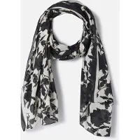 Damart - Foulard sjaal contrasterende plantenprint - Dames - Zwart - Eén maat