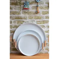 Asir - Dienbladenset (3 stuks) - Wit - 100% METAAL - 52 x 52 x 6 cm