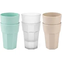 PlasticForte onbreekbare drinkglazen - 9x stuks - kunststof/plastic - mix van 3 kleuren - 520 ml - 13 cm