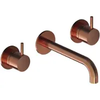Hotbath Cobber CB105TEXT18 afbouwdeel inbouw wastafelkraan 3-gats met 18cm uitloop geborsteld koper PVD