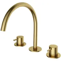 Hotbath Cobber - Wastafelmengkraan - zonder Waste - Laag - Geborsteld Messing PVD - Opbouw - Messing - V16