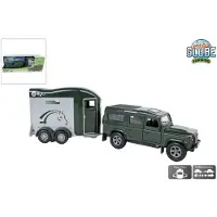 Kids Globe Land Rover with Cheval Liberte Horse Trailer - 28cm