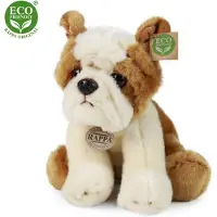 Rappa ECO knuffel Bulldog 26 cm - realistische knuffel hond van recyclede PET flessen - bruin, wit