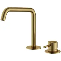Hotbath Archie - Wastafelmengkraan - zonder Waste - Laag - Geborsteld Messing PVD - Opbouw - Messing - V03