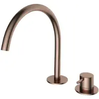 Hotbath Cobber - Wastafelmengkraan - zonder Waste - Laag - Geborsteld Koper PVD - Opbouw - Messing - V07