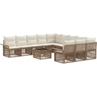vidaXL Tuinbank Set 12 st Beige poly rattan
