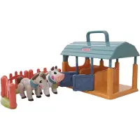 Tolo Toys Tolo Spielzeug Eerste Vrienden: Koe en paard, set met stal. Educatief speelgoed
