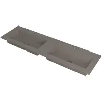 Ink Kraft Wastafel Dubbele Bak met 2 Kraangaten - 1600x450x10 mm - Quartz Beton