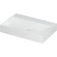 Ink United Wastafel Porselein Zonder Kraangat incl. Porseleinen Click Plug en Verborgen Overloop Systeem - 700x450x110 mm - Glans Wit