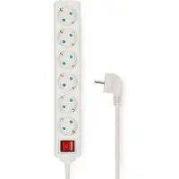 Nedis Stekkerdoos - Randaarde stekker / Type F (CEE 7/7) - 6-wegs - 3.00 m - 3680 W - 16 A - Aan/uit knop - Wit