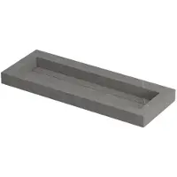 Ink Pitch Wastafel Keramische Slab Centraal met Drain en Front en Side Skirts Zonder Kraangat - 1200x450x90 mm - Armani Grey Mat