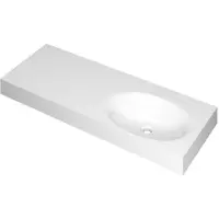 Ink Smooth Wastafel Polystone Rechts Zonder Kraangat - 1200x450x90 mm - Glans Wit