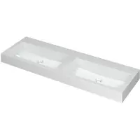 Ink Momento Wastafel Polystone Dubbel Zonder Kraangaten - 1400x450x90 mm - Glans Wit