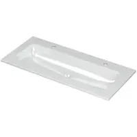 Ink Aspekt Wastafel Porselein Centraal met 2 Kraangaten - 1000x450x15 mm - Glans Wit
