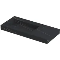 Ink Pitch Wastafel Keramische Slab Links met Drain en Front en Side Skirts Zonder Kraangat - 1000x450x90 mm - Lauren Black Mat